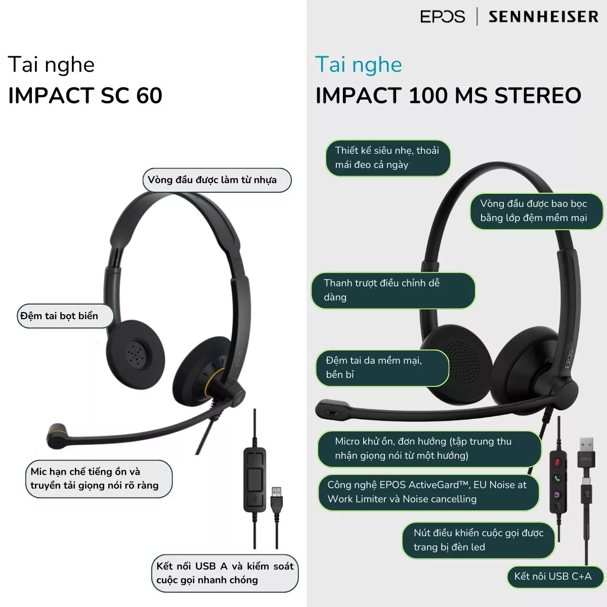 Đặc điểm nổi bật của Tai nghe EPOS IMPACT 100 MS Stereo